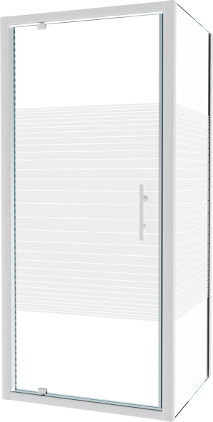 SanyOne Anton douchehoek met draaideur en vaste zijwand, 90 x 80 cm, gestreept glas, witte profielen