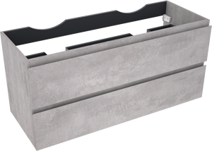 Linie Lado zwevende wastafelonderkast 120 x 46 cm beton donkergrijs 2 lades 2 sifonuitsparingen