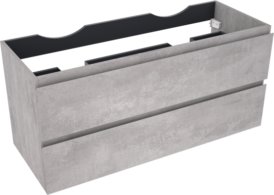 Linie Lado zwevende wastafelonderkast 120 x 46 cm beton donkergrijs 2 lades 2 sifonuitsparingen