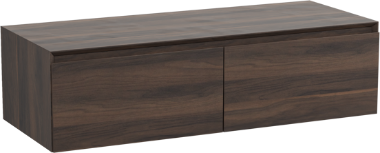 Storke Edge Modulo hängender Waschbeckenunterschrank: 120 x 48 cm, Nussbaum, 2 Schubladen