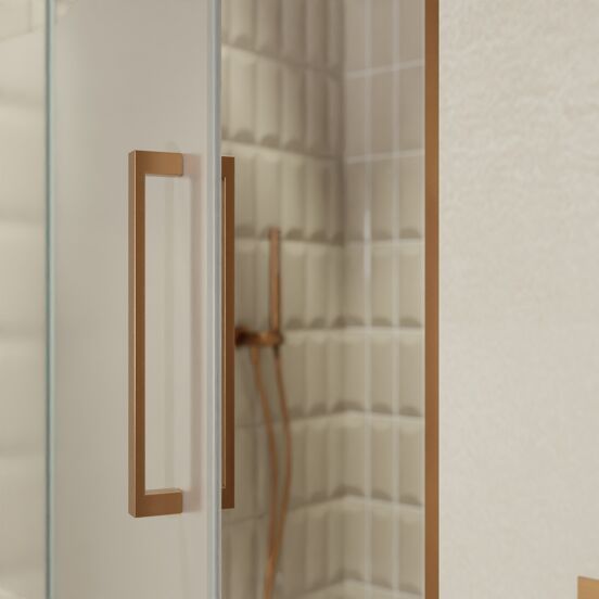 Balmani Senses Design douche draaideur links 100 cm x 210 cm Helder glas met matte strook, Brushed Rosegold profielen
