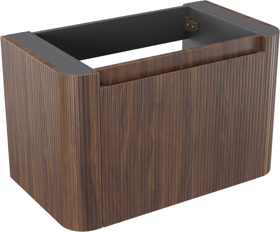 Storke Soft meuble sous-lavabo suspendu 80 x 46 cm Noyer 2 tiroirs Nervure sym. vert.