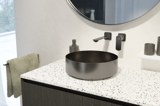 Balmani Accia vasque à poser acier inoxydable Brushed GunMetal rond Ø 36 cm