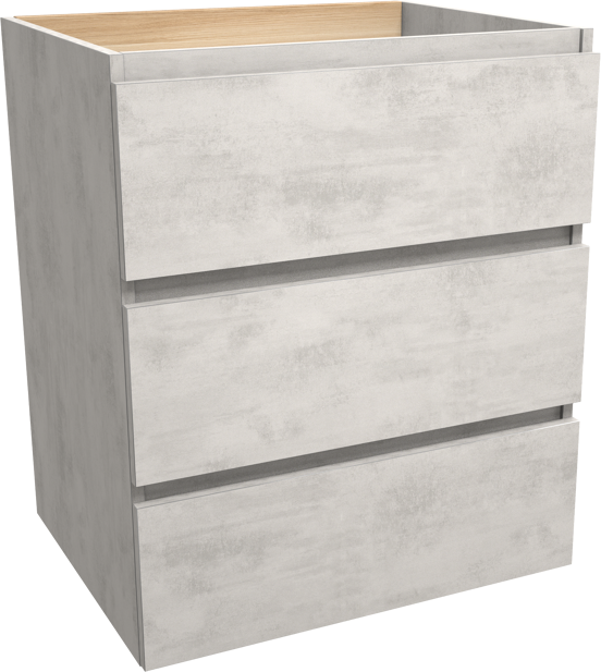 Balmani Lucida meuble sous-lavabo a poser 67,5 x 55 cm béton gris argent 3 tiroirs