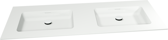 Storke Mata dubbele wastafel matte solid surface 150 x 52 cm, crepine inbegrepen