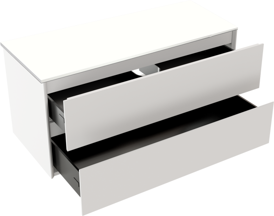 Storke Edge zwevend badkamermeubel 100 x 46 cm mat wit met Tavola enkel tablet in solid surface mat wit