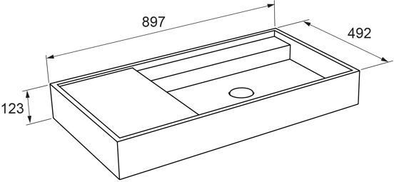 Balmani Cubo Waschtisch, rechts, Granit poliert, 90 x 49 cm