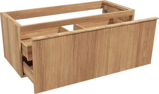 Balmani Forma zwevende wastafelonderkast 120 x 55 cm teak 2 lades vert. sym. groef