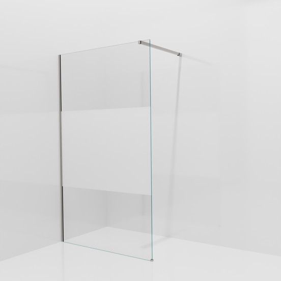 Balmani Modular inloopdouche: 120 x 200 cm, Helder glas met matte strook met coating, Brushed Inox profielen