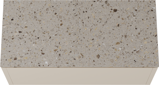 Balmani Eclips meuble salle de bains suspendu 120 x 55 cm Sandbeige avec Stretto tablette simple ou double en Terrazzo greige
