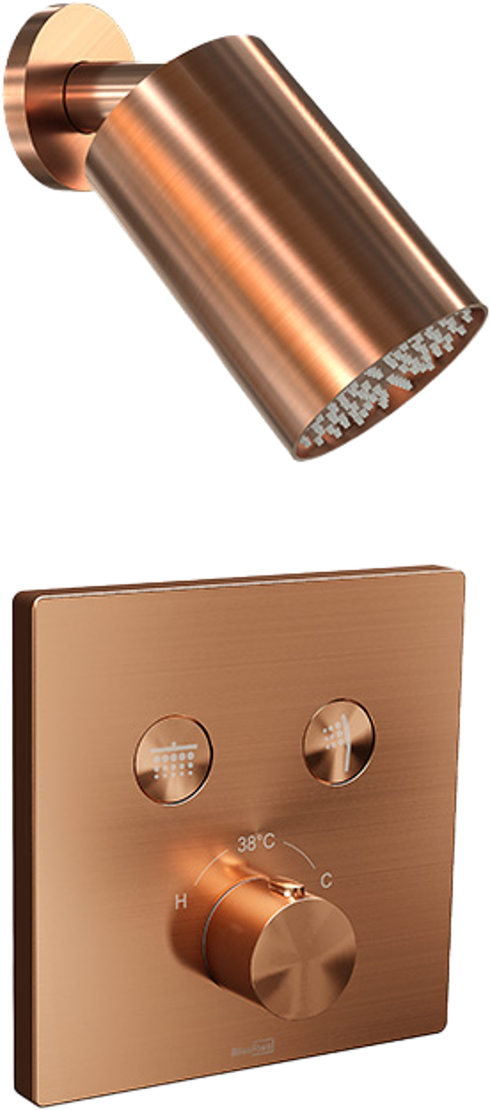 Blaufoss Smartbox Switch-line robinet thermostatique Colonne de douche de pluie encastré avec douche de tête 14 x 9 cm Brushed Rosegold