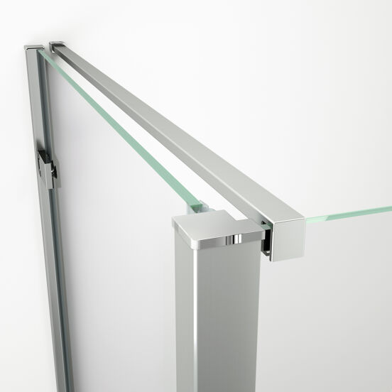 Luca Varess Nona paroi de douche avec porte pivotante et 2 parois latéraux fixes 100 x 100 cm verre transparent profil chrome brillant