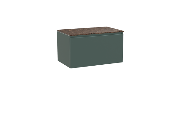 Balmani Sfera hängendes Möbelstück Set: 90 x 55 cm, Forest, mit Stretto Einzel Waschtischplatte, Marmor Dark Emperador