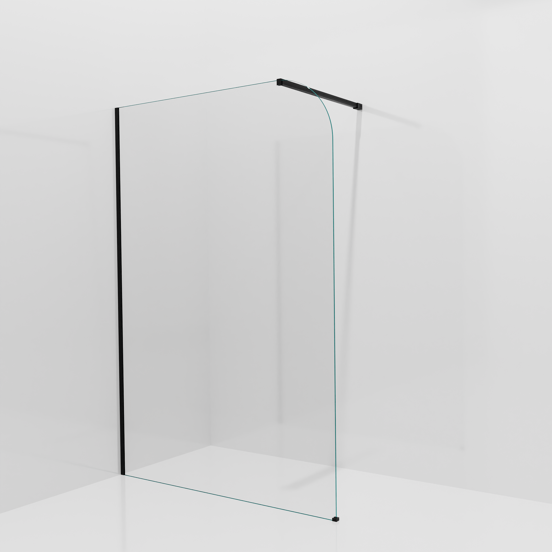 Balmani Modular douche à l'italienne: 140 x 200 cm, Verre transparent arrondi, avec coating, Profil Noir mat