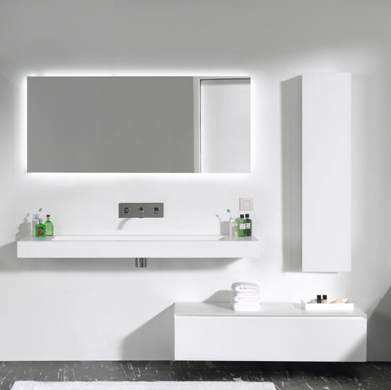 Balmani Modus plan simple pour 2 trous de robinet mat Solid Surface 150 x 55 cm