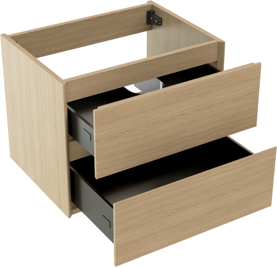 Storke Edge zwevende wastafelonderkast 60 x 46 cm natuur eik 2 lades