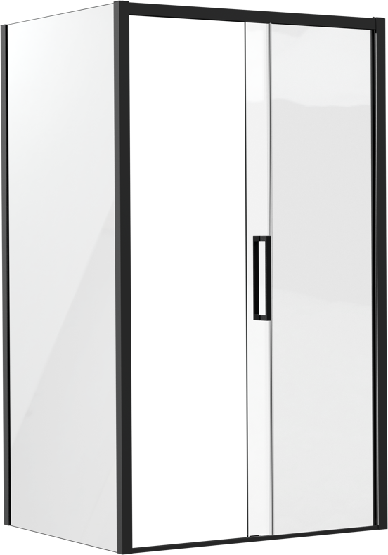 Luca Varess Senses paroi de douche avec porte coulissante et paroi latérale fixe 120 x 100 cm verre transparent profil noir mat