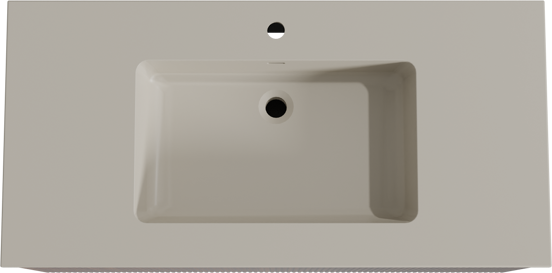 Storke Ribs zwevend badkamermeubel 105 x 52 cm notelaar met Diva enkele wastafel in top solid zijdegrijs, Verticale symmetrische rechte ribbel