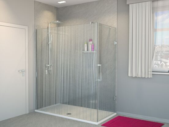 Balmani Modular inloopdouche met rechtse deur 160 x 200 cm mikado glas glanzend chroom profiel