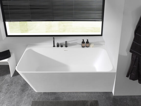 Balmani Zigga baignoire d'angle droite duo 180 x 85 cm Solid Surface blanc mat