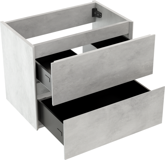 Storke Edge zwevende wastafelonderkast 60 x 40 cm beton zilvergrijs 2 lades
