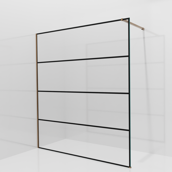 Balmani Modular inloopdouche: 180 x 200 cm, Lined met coating, Brushed Rosegold profielen