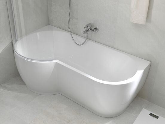 Linie Paulo baignoire d'angle gauche mono 170 x 90 cm acrylique blanc brillant