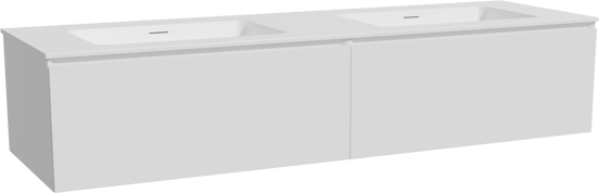 Storke Edge meuble salle de bains suspendu 170 x 52 cm blanc mat avec Mata double vasque en solid surface blanc mat
