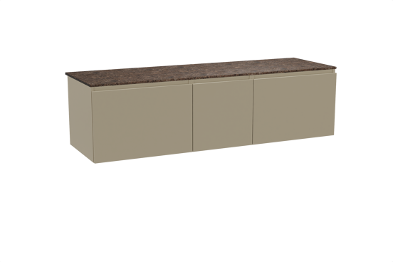 Balmani Sfera hängendes Möbelstück Set: 180 x 55 cm, Dune, mit Stretto Einzel- oder Doppel Waschtischplatte, Marmor Dark Emperador
