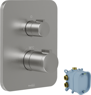 Blaufoss Smartbox Softline Thermostat-Duscharmatur: Unterputz, für 2 Verbraucher, Brushed CoolMetal, Einbauelement inklusive