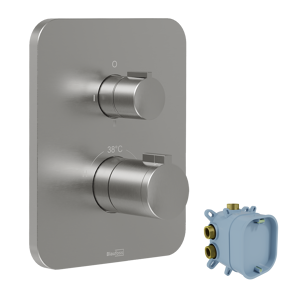 Blaufoss Smartbox Softline Thermostat-Duscharmatur: Unterputz, für 2 Verbraucher, Brushed CoolMetal, Einbauelement inklusive