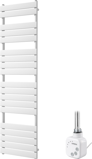Vipera Vulcan enkele handdoekradiator 60 x 180 cm elektrische verwarming mat wit zijaansluiting 1000W, weerstand inbegrepen