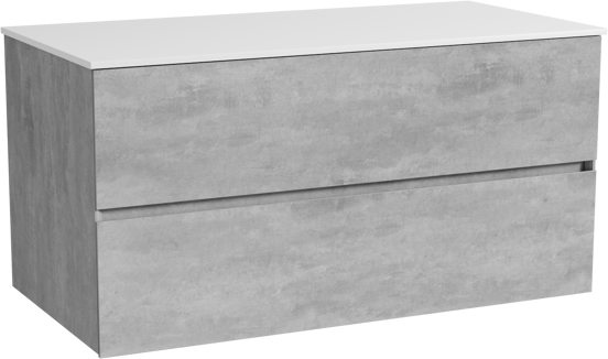 Storke Edge zwevend badmeubel 105 x 52 cm beton donkergrijs met Tavola enkel wastafelblad in solid surface mat wit