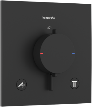 Hansgrohe Ecostat Comfort E Thermostat-Duscharmatur: Unterputz, für 2 Verbraucher, Schwarz matt