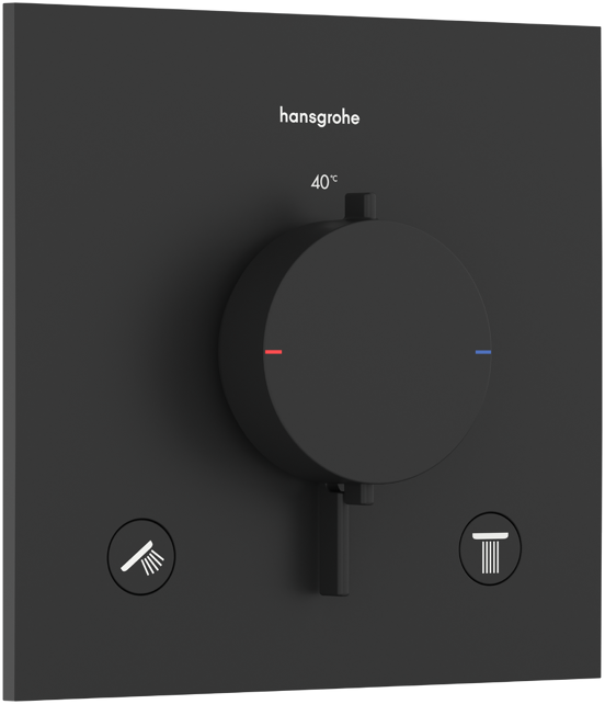 Hansgrohe Ecostat Comfort E Thermostat-Duscharmatur: Unterputz, für 2 Verbraucher, Schwarz matt
