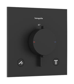 Hansgrohe Ecostat Comfort E Thermostat-Duscharmatur: Unterputz, für 2 Verbraucher, Schwarz matt