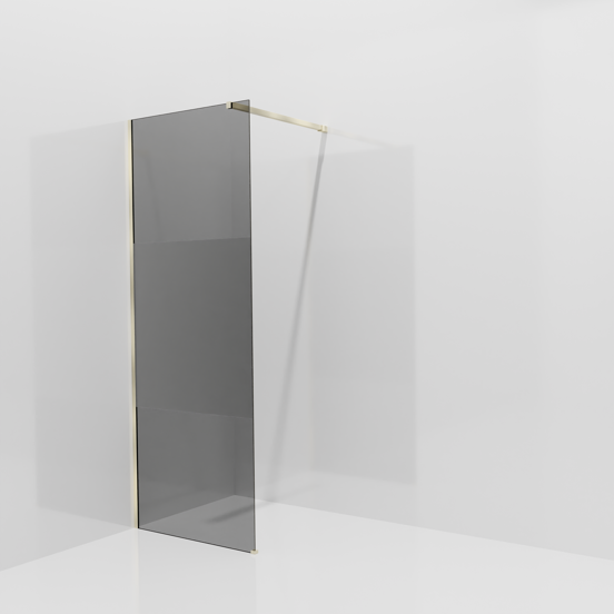 Balmani Modular douche à l'italienne: 80 x 200 cm, Verre fumé avec bande matte, avec coating, Profil Brushed Champagne Gold