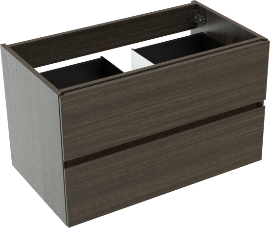Storke Edge meuble sous-lavabo suspendu 80 x 46 cm chêne foncé 2 tiroirs