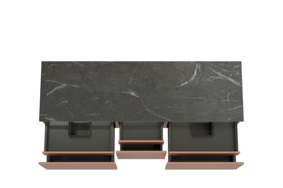 Balmani Sfera meuble salle de bains suspendu 180 x 55 cm cotto avec Stretto tablette simple ou double en marbre pietra grey