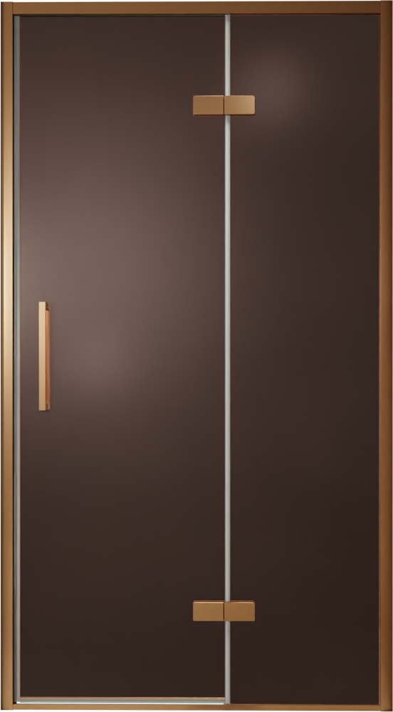 Balmani Senses Design douche draaideur rechts 120 cm x 210 cm Brons glas, Brushed Rosegold profielen, met coating