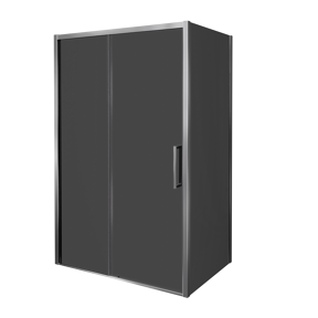 Balmani Senses Design douchehoek met linkse schuifdeur en vaste zijwand, 140 x 100 cm, Rookglas, Glanzend chroom profielen