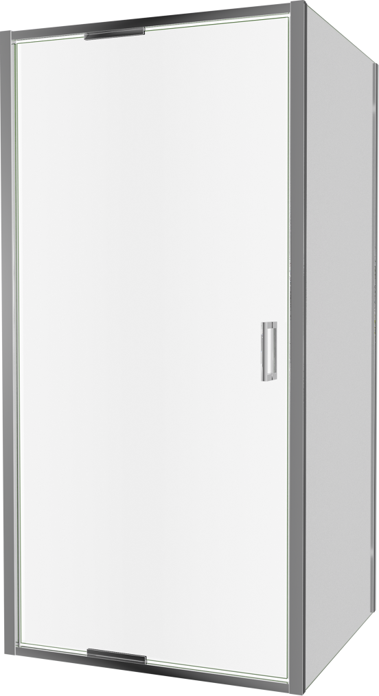 Luca Varess Vidor In Eckdusche: Drehtür und fixierte, Seitenwand, 100 x 90 cm, Klarglas, Chrom Profil, glänzend