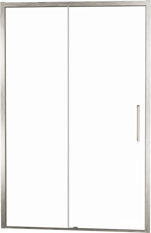 Balmani Senses Design Dusche Schiebetür, umkehrbar, 120 cm x 210 cm, Klarglas, Profil Brushed CoolMetal