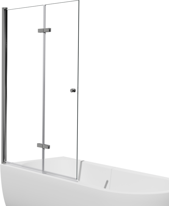 Luca Varess Kuresa tweedelige opvouwbare badwand 110 cm helder glas glanzend chroom profiel