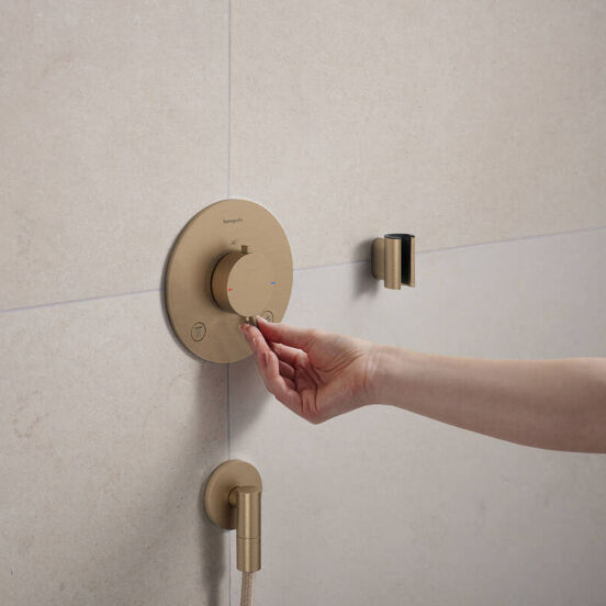 Hansgrohe Ecostat Comfort S Thermostat-Duscharmatur: Unterputz, für 2 Verbraucher, Brushed Bronze