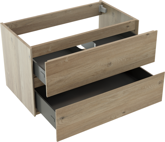 Storke Edge meuble sous-vasque suspendu 80 x 46 cm chêne brut 2 tiroirs