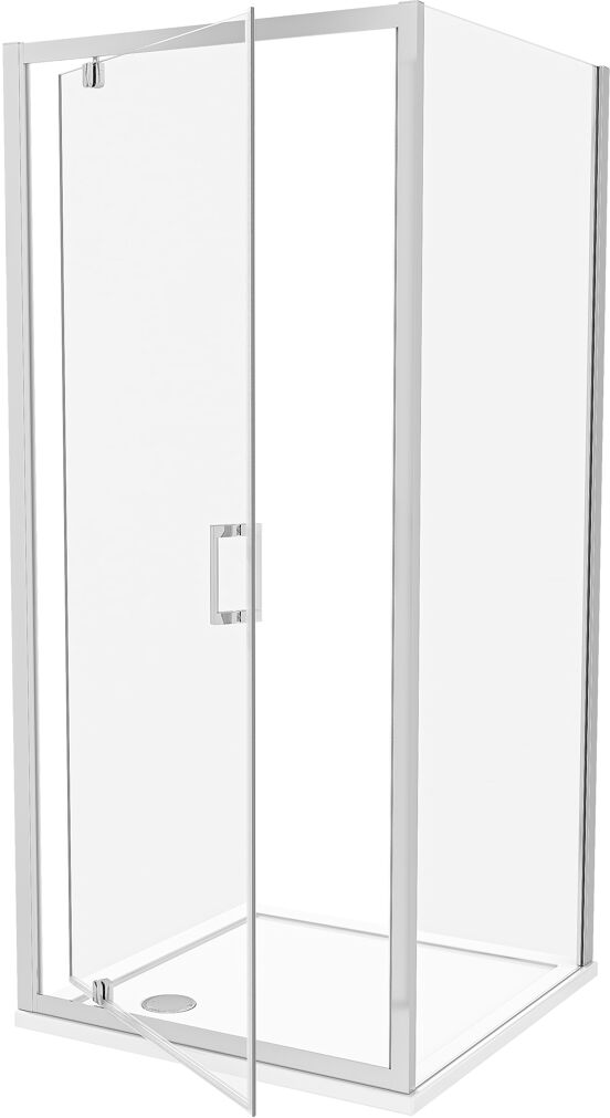 Luca Varess Vidor douchehoek met draaideur en vaste zijwand 80 x 80 cm helder glas glanzend chroom profiel