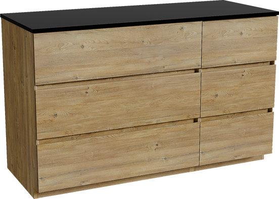 Storke Edge freistehendes Möbelstück Set: 130 x 52 cm, Rohe Eiche, mit Panton Einzel- oder Doppel Waschtischplatte, Pulverbeschichtetes MDF Schwarz matt