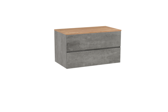 Storke Edge zwevend badkamermeubel 95 x 52 cm beton donkergrijs met Panton enkel tablet in melamine ruwe eik