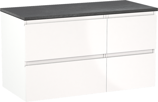 Linie Lado zwevend badkamermeubel 100 x 46 cm glanzend wit met Lado enkel of dubbel tablet in melamine leisteen grijs